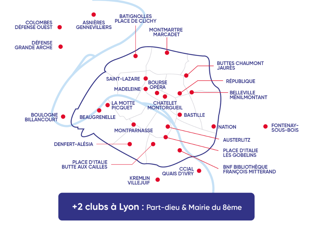 Carte des clubs Neoness en France